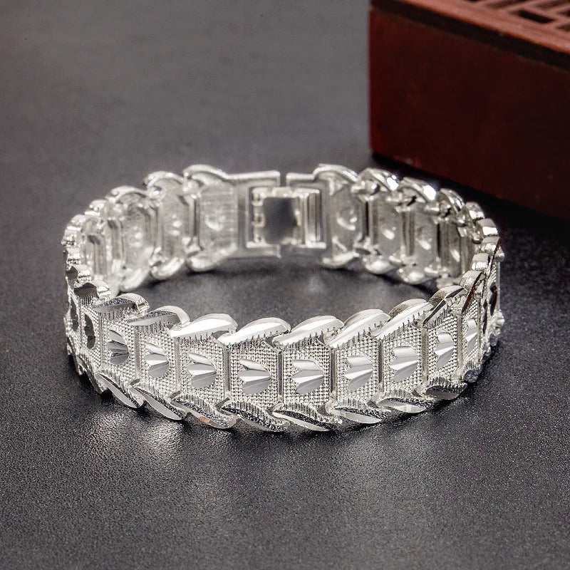 New Original 925 sterling silver pretty Wide Bracelet for Women fashion designer jewelry PARTY wedding accessories
