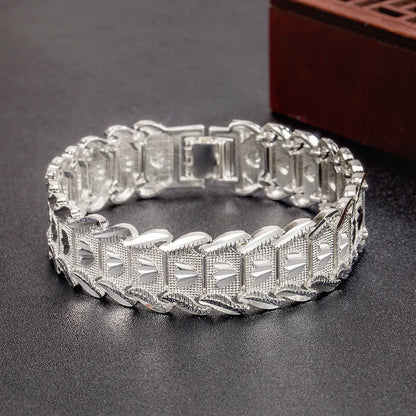 New Original 925 sterling silver pretty Wide Bracelet for Women fashion designer jewelry PARTY wedding accessories