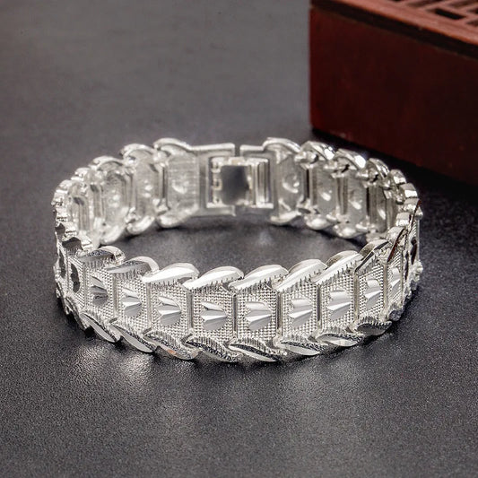 New Original 925 sterling silver pretty Wide Bracelet for Women fashion designer jewelry PARTY wedding accessories