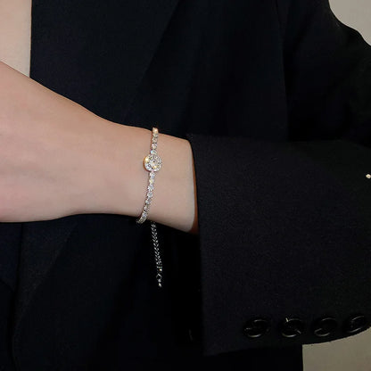 Full of Rhinestones Adjustable 18K Gold Plated Stainless Steel Bracelet For Women 2022 New Trendy Square Zircon Bracelet Jewelry