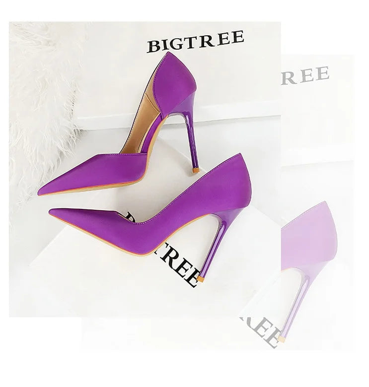626-1 Fashionable Simple Slim Fit Ultra High Heel Shallow Pocket Single Shoe Women High Heel Korean Style