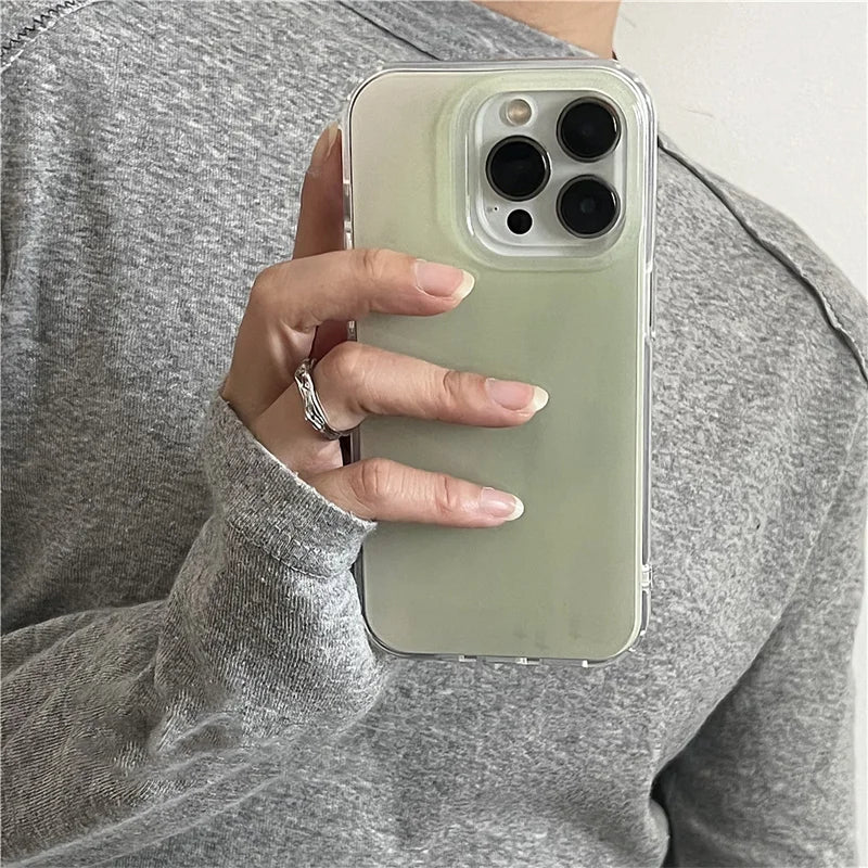 IPhone 13/14/16/17 Pro Max | Light Green | Simple and Fresh | Double Layer |  IND  for iPhone 11 12 13 14 15 16 17 Pro Max