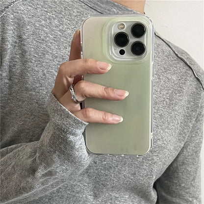 IPhone 13/14/16/17 Pro Max | Light Green | Simple and Fresh | Double Layer |  IND  for iPhone 11 12 13 14 15 16 17 Pro Max