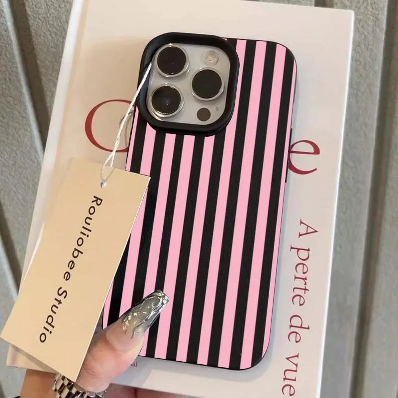 Colorful Striped Minimalist INS Couple Phone Case For iPhone 17 16 11 13 12 14 15 Pro Max XS X XR 7 8 Plus 16E 16 17 Pro Cover