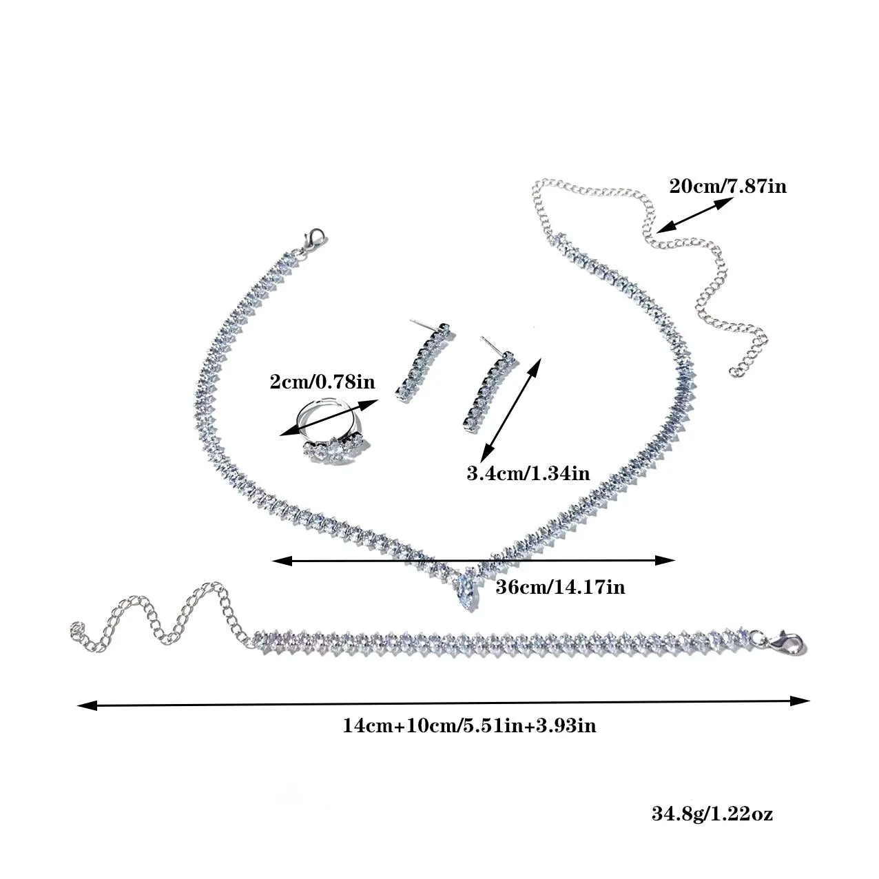 Fashion Jewelry Earrings Necklace Set Combination Fashion Diamond Zircon Shining Bridal Jewelry Set Wedding Accessories