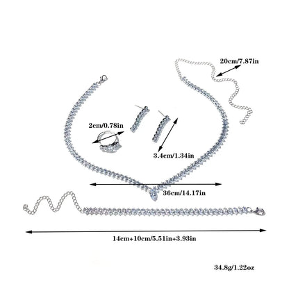 Fashion Jewelry Earrings Necklace Set Combination Fashion Diamond Zircon Shining Bridal Jewelry Set Wedding Accessories
