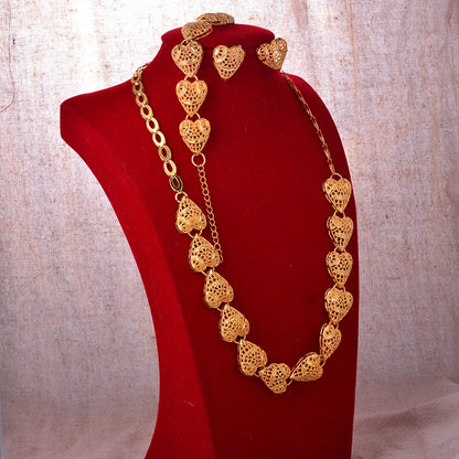 Dubai Gold Plated Jewelry Set For Women Female Romantic Nigerian Wedding Jewellery Gift