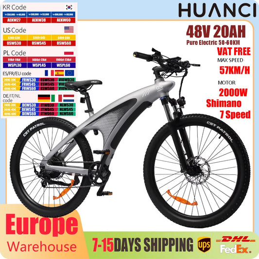 HX Q5 2000W Ebike Adult Electric Mountain Bicycle 27.5*2.25 Inch Electric Bike 57km/h Removable Battery Moped E Bikes Road Bike