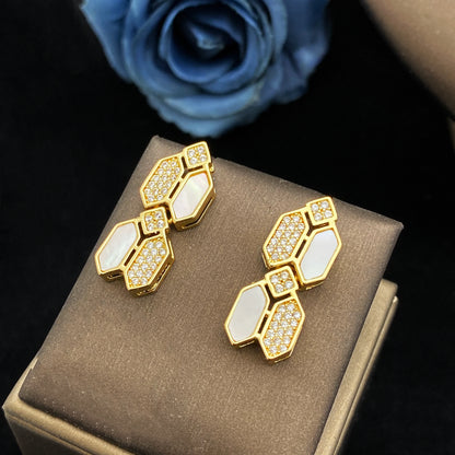 HOT  Jewelry Sets For Woman Wedding Parties Jewellery Necklace Earrings Rings Bracelets For Gift Plating18k With CZ White shell