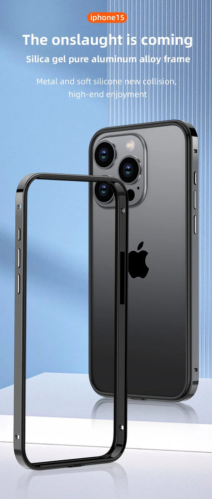 Hybrid Silicone Frame Aluminum Metal Phone Cases For iPhone 17 16 15 Pro Max 14 13 12 Better Heat Bumper