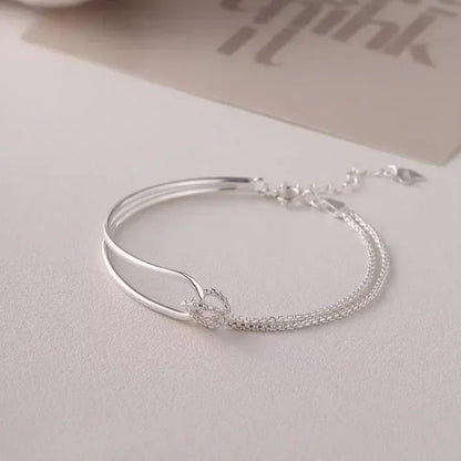 Elegant Minimalist Design Bracelet for Women Ladies Geometric Double Layered Knotted Lines Handmade Chain Jewelry Gifts