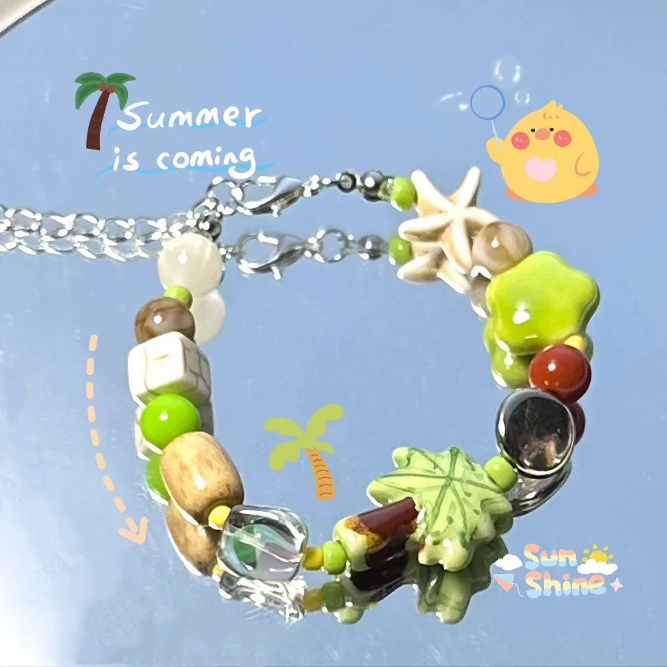 Colorful Beaded Bracelet for Women and Girls Y2K Fashion Cute Butterfly Bow Bead Sweet Star BraceletsKorean Jewelry Party Gift