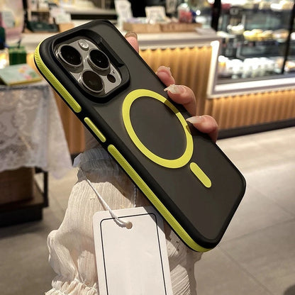 Luxury Matte Armor Phone Case For iPhone 16 15 14 11 12 13 Pro Max Plus Magsafe Magnetic Bumper Back Cases Cover Funda Coque