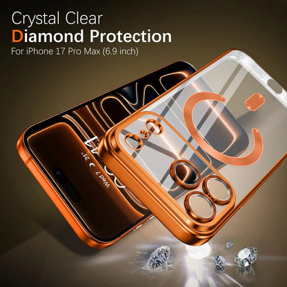 Camera Protection Clear Luxury Plating Cover Soft TPU  Drop Protective With Magnetic Phone Case For iPhone17Pro Max/17Pro/Air/17