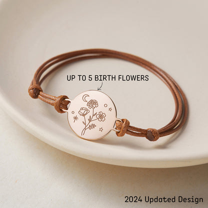 Combined Birth Month Flower Bracelet, Birthflower Gift,Mother Bracelet